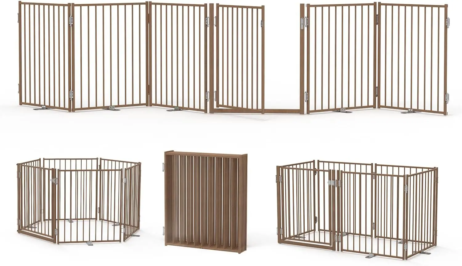 Freestanding Dog Gate with Door for Indoor & Outdoor, 30'' Tall | Foldable Metal Pet Gate for Stairs/Doorways, 156’’ Extra Wide