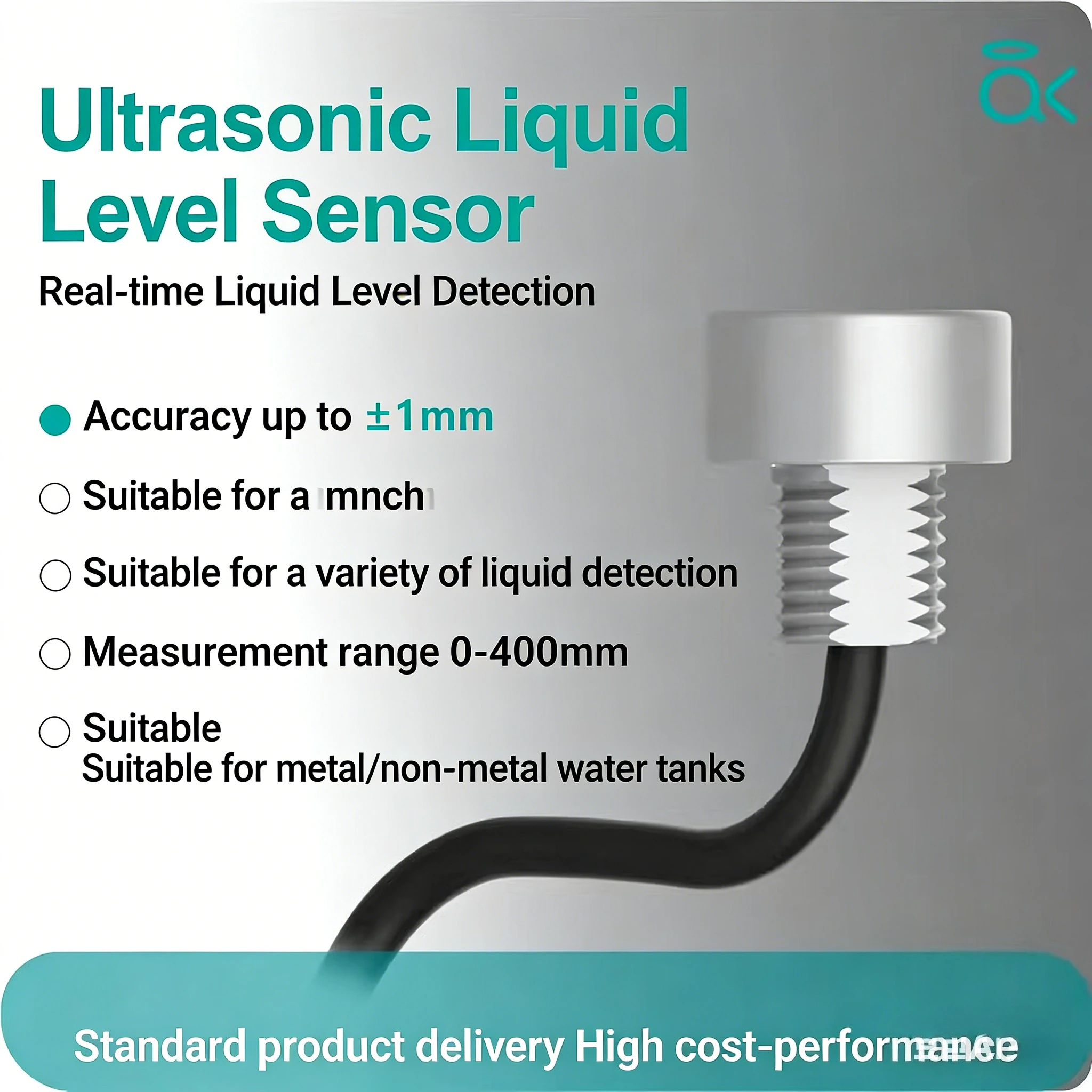 Ultrasonic Probe Sensor Module Contact-Type Continuous Liquid Level Detection for Digital Water/Oil Monitoring in Metal Tanks