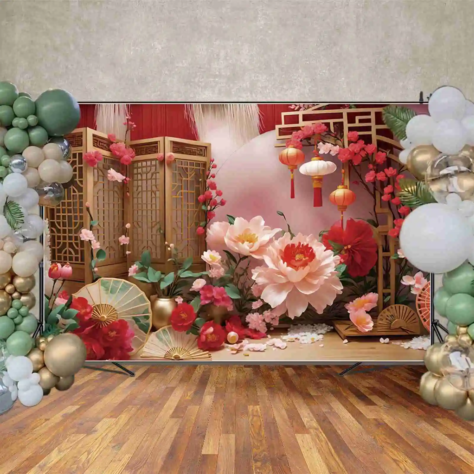 MOON.QG 크리스마스 트리 그린 배경, 겨울 소나무 숲 눈 밭 배경, 커스텀 파티 장식, 포토존 액세서리