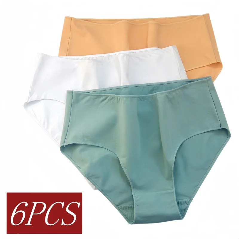 6PCS/Set Cotton Panties Women High Waist Briefs Seamless Underwear Comfort Female Underpants Solid Color Pantys M-2XL Intimates