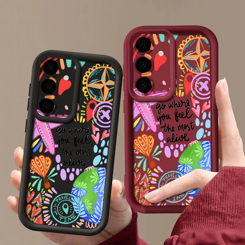 Cartoon Graffiti Design Pattern Phone Case For Samsung Galaxy A17 A56 A16 A36 A26 A55 A15 A25 A35 A54 A53 5G TPU Soft Back Cover