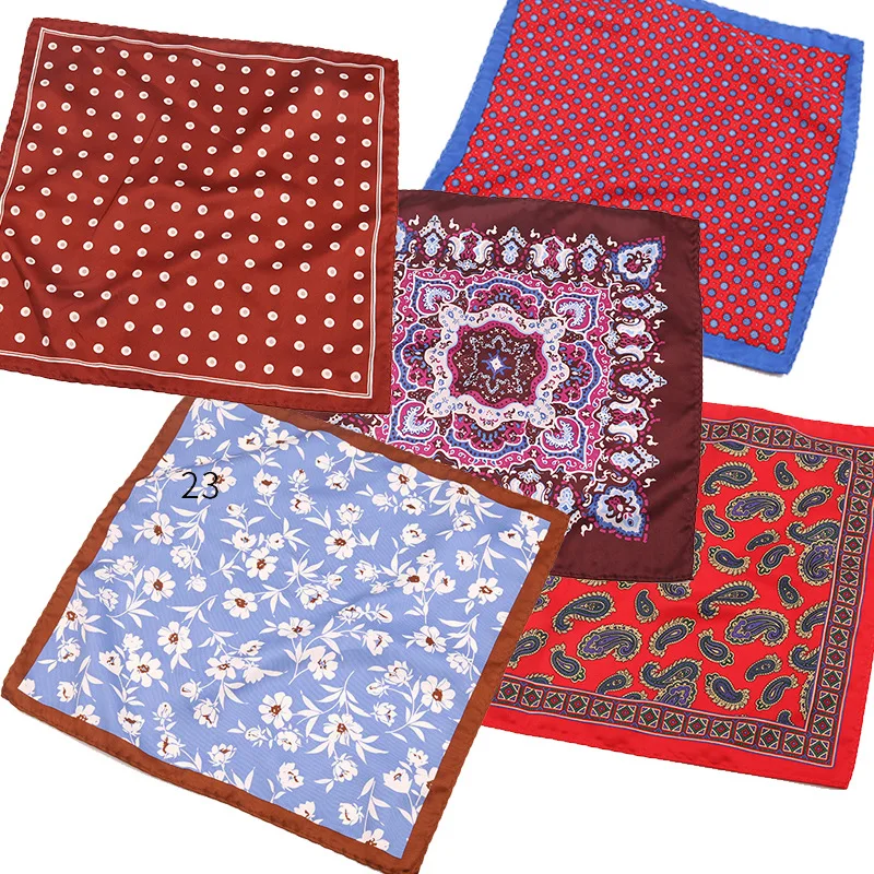 Linbaiway Vintage Paisley Floral Print Square Handkerchief for Mens Polyester Small Handkerchief Unisex Pocket Towel Neck Scarf