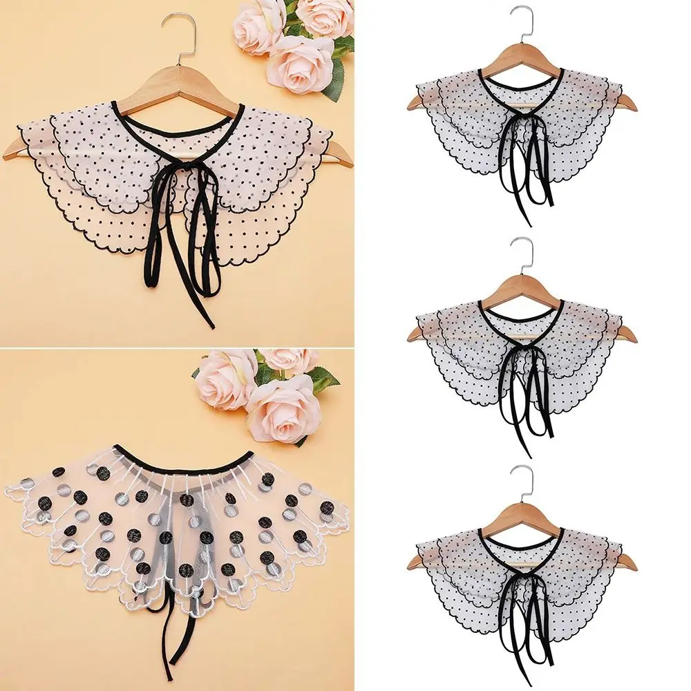 Fashion Embroidered Shirt Fake Collar Lapel Detachable Blouse False Collar Clothes Accessories Lace Scarf Shawl Decoration