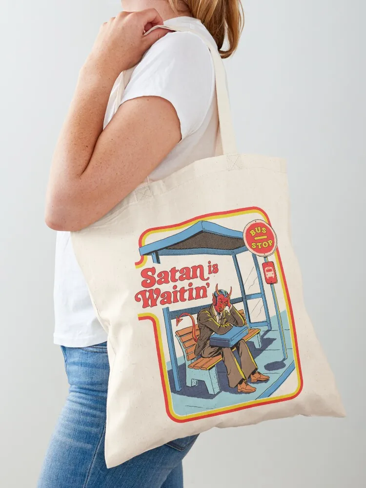 

Satan is Waitin' Tote Bag tote bags men Women's shopper bag tote bag canvas Shopper