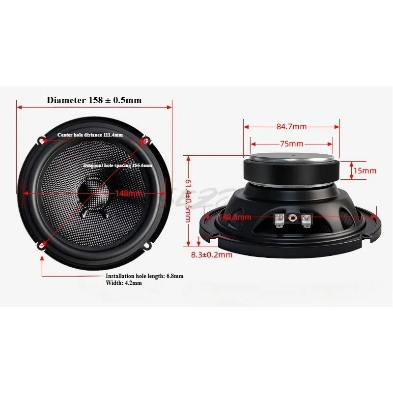 6-inch Full Range Subwoofer 4 Ohms 30W High-power Sound System for School Buildings Car Speakers