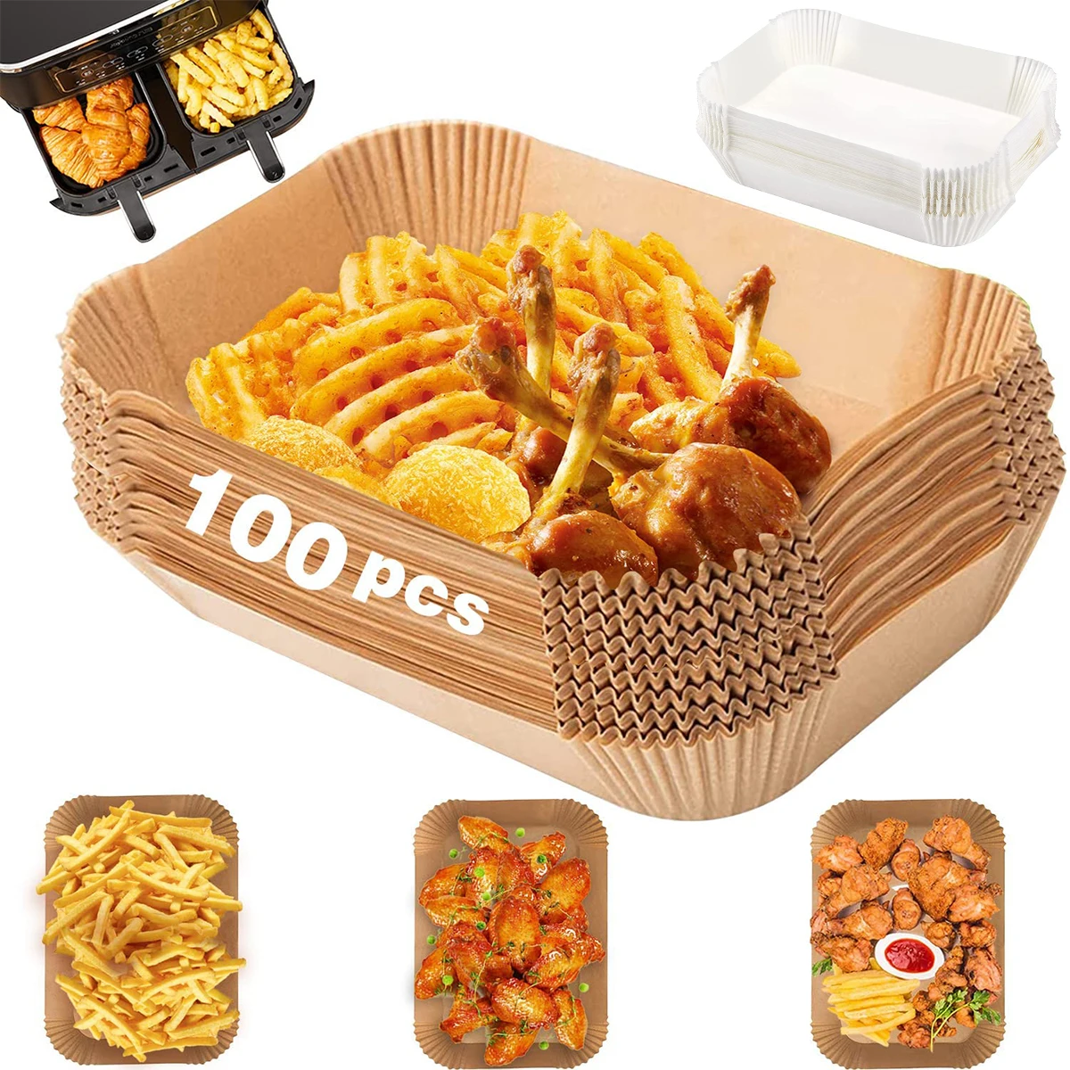 100 stücke Luft fritte use Pergament papier Einweg Air fryer Back papier Liner öl dicht Antihaft für Ninja Foodi Air Fryer Zubehör