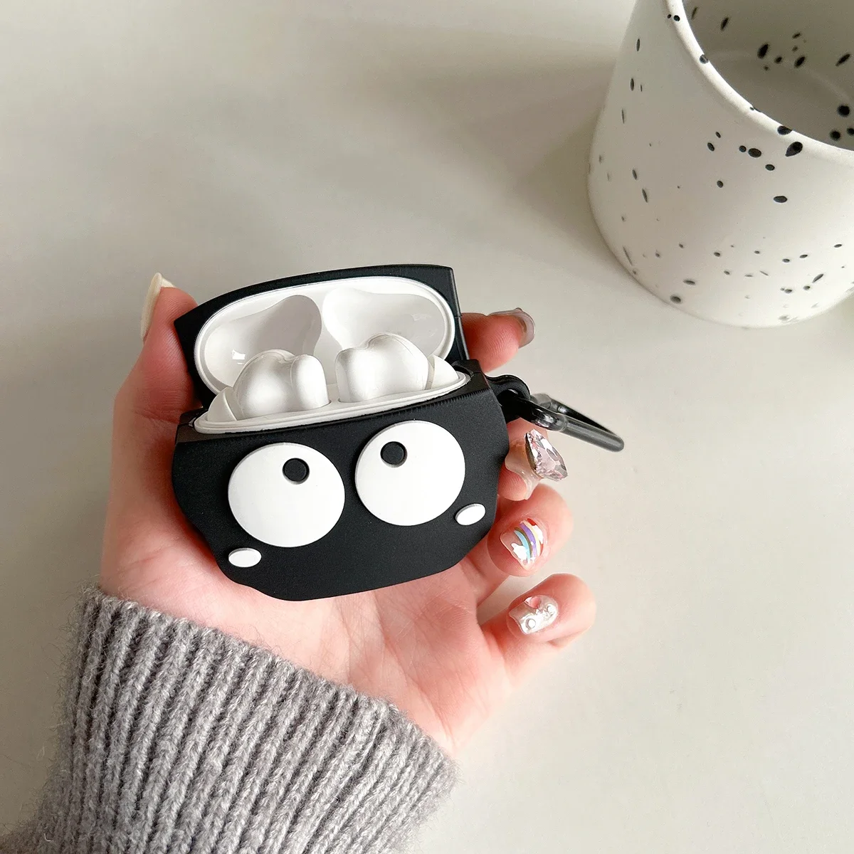 Earphone Case For OPPO Enco Air2i  Cartoon Black briquettes Soft TPU Anti-drop Protective Cover Silicone Headphone Accessories