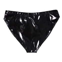 2024 New Solid Faux Leather Sexy Panties Women's Underwear S-XXXL Plus Size PVC Thong  Majtki Damskie