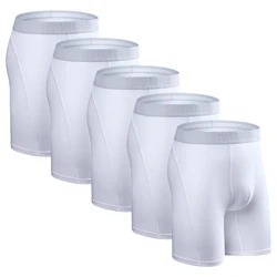 BONITOS 5pcs Pack Men Boxer Long Leg Boxer Men Underwear Men Underpants Natural Cotton Sexy Boxer Shorts Top Brand Underwear