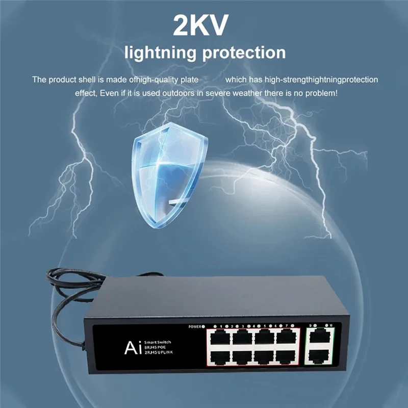 A45U POE Switch 100Mbps Ethernet Switch POE Splitter IEEE 802.3Af/At untuk Kamera IP Nirkabel AP Wifi Router US Plug