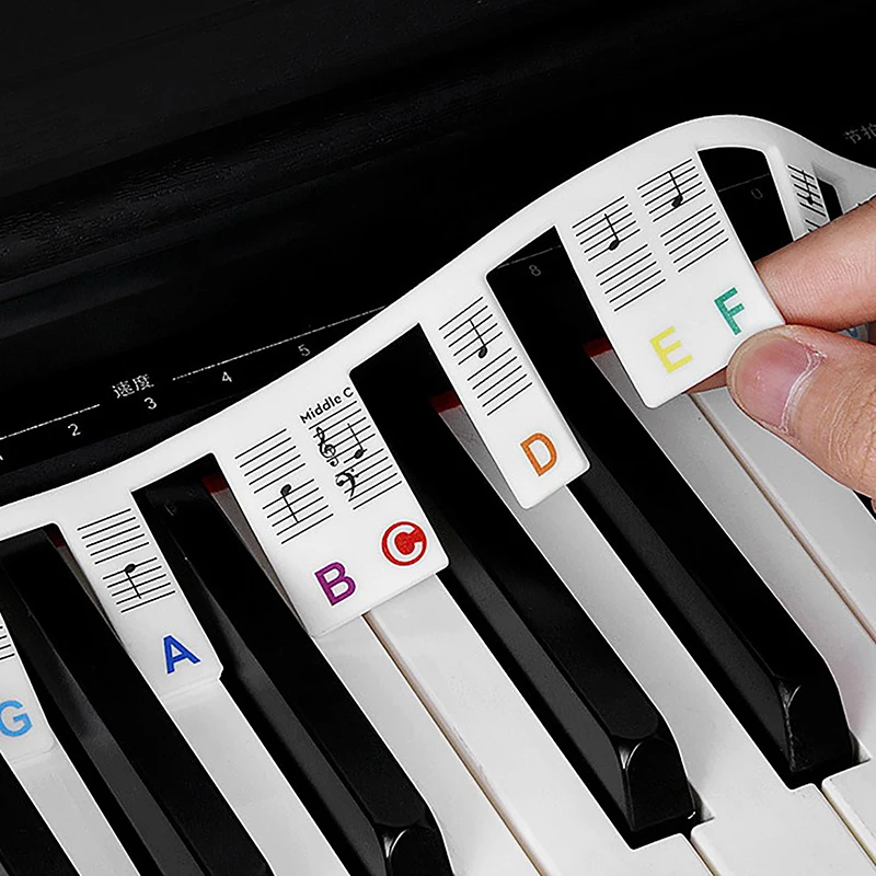 88 Keys Reusable One-Piece Removable Silicone Piano Keyboard Note Labels Perfect For Kids&Beginners Learning Piano Note Stickers