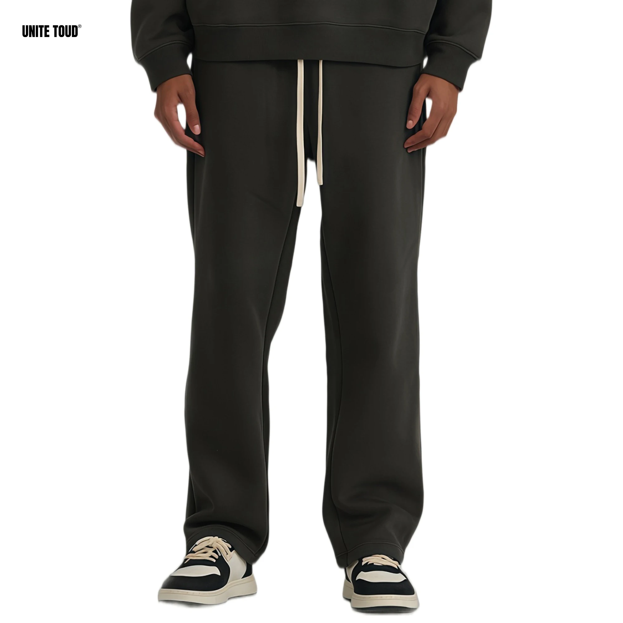 

UNITE TOUD Men's Wide Leg Sweatpants Oversize Drawstring Waist 510GSM Thermal Fleece Premium Streetwear Autumn Winter