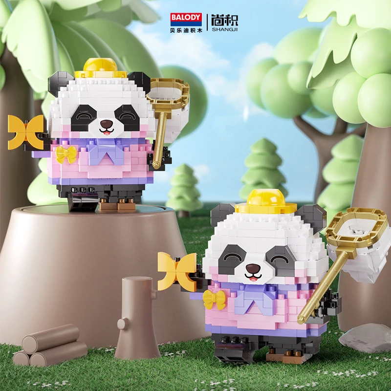 Creativity Mini Panda Model Building Blocks DIY Assemable Animal Cute Chinese Style Animal  Educational Boys and Girls Kids Toys