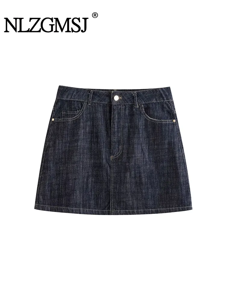 

2025 Spring Summer Casual Women Denim Skirt Solid Zipper Slim Short Skirt New Fashion Mini Female Skirt