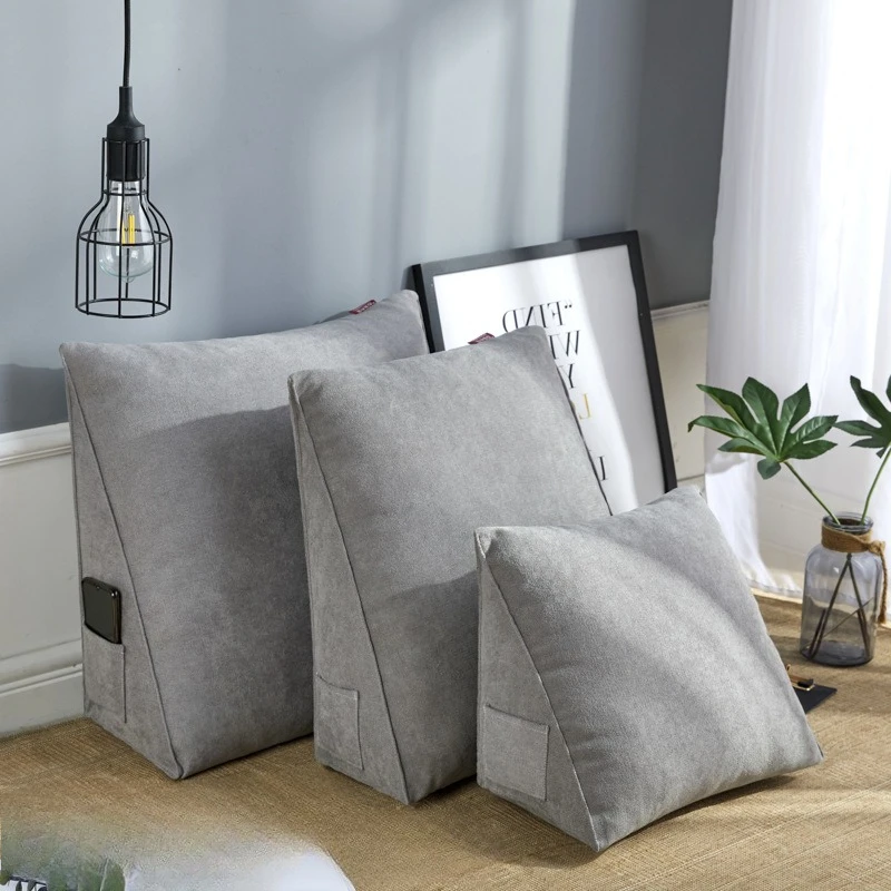 

Большая треугольная подушка для чтения для кровати и дивана | Мягкая подушка для спинки изголовья с поясничной опорой для релаксации