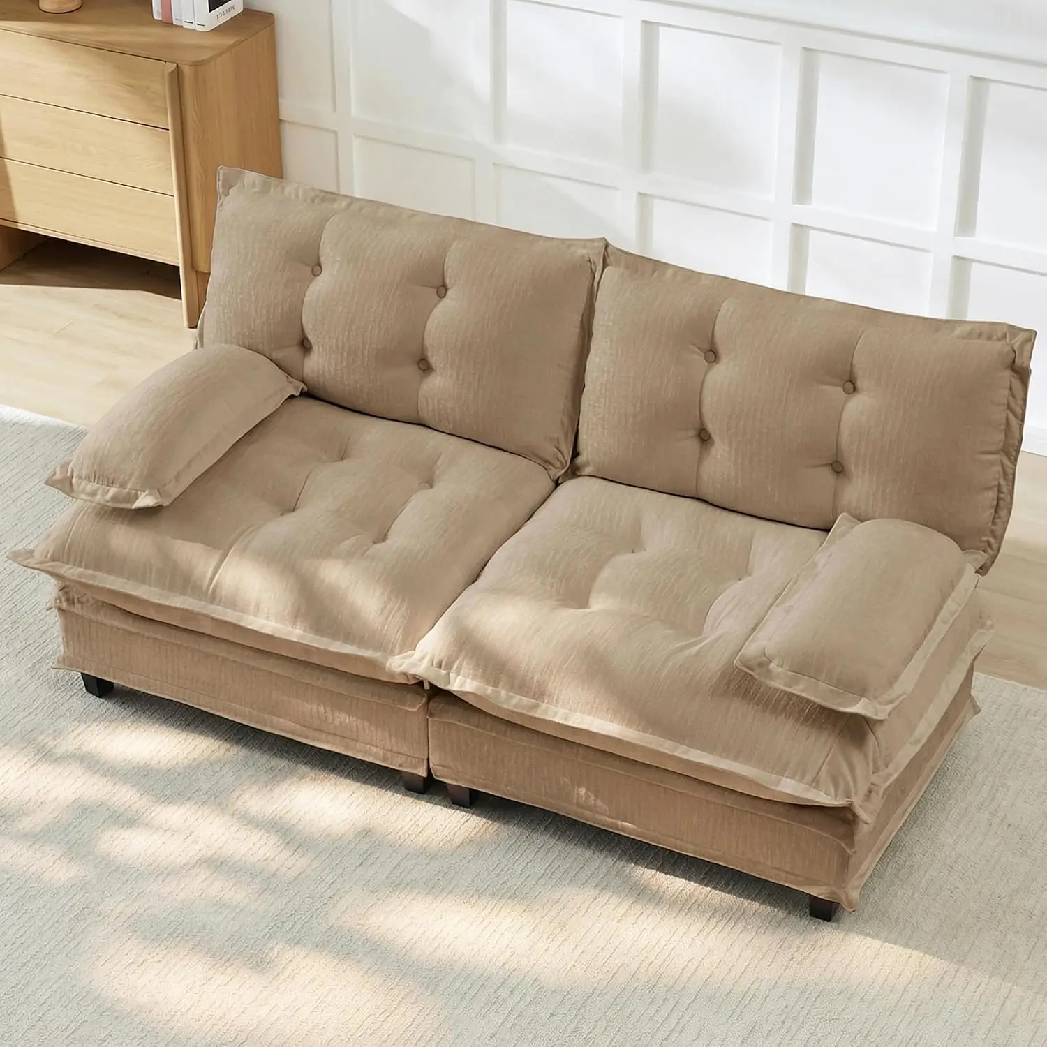 Modular 2 Seater Sofas for Living Room,Roomy Tufted Loveseat Cloud Couch with Deep Seat,Chenille Small Love Seat, Customized