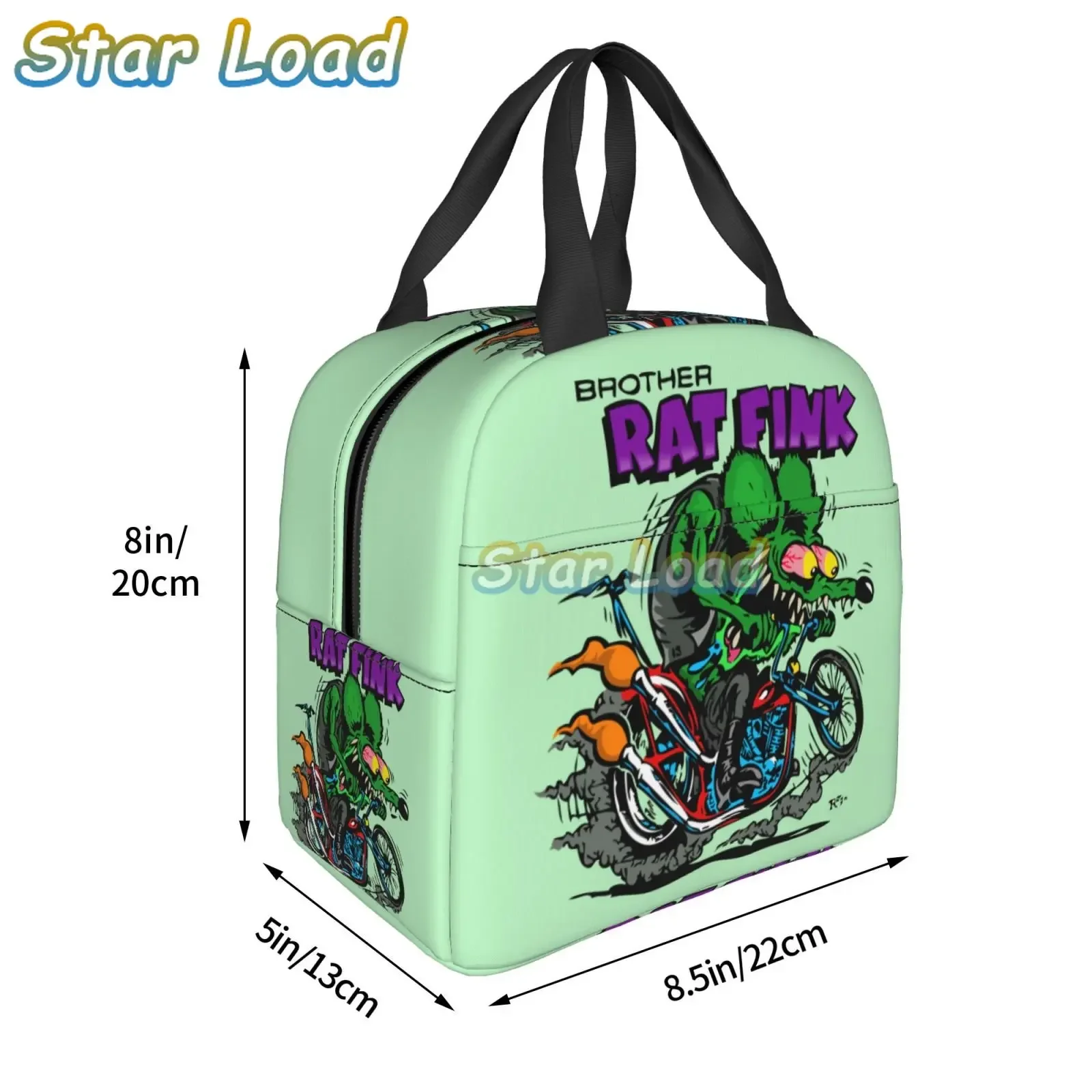 Cartoon RAT FINK Insulated Lunch Bags Boys Girls Print Food Case Cooler Warm Bento Box Student Lunch Box for School