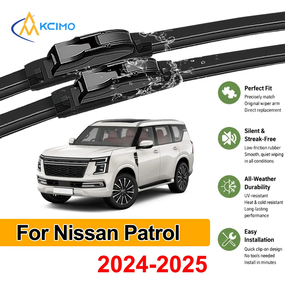 Auto-Zubehör Wischer-Ersatzset für Nissan Patrol Y63 2024-2025 Klare Sicht Geräuschlose Frontscheibenwischer