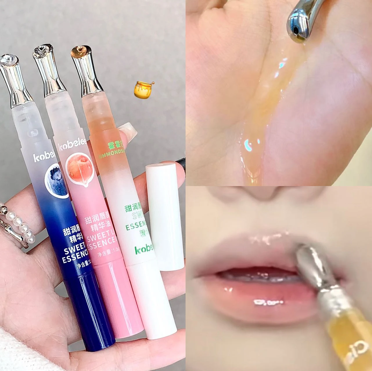 Crystal Peach Lip Oil Transparent Hydrating Clear Fruit Jelly Mirror Water Lip Gloss Moisturizer Lip Care Plumping Korean Makeup