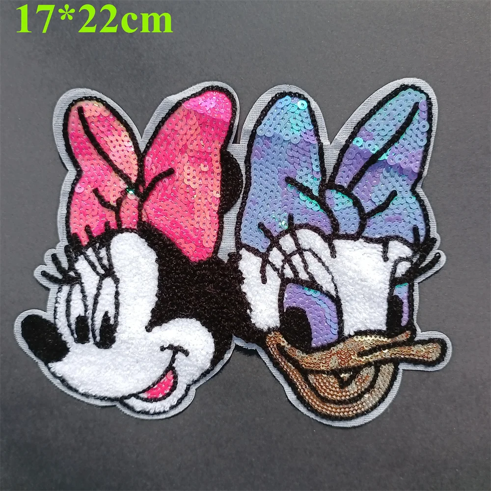 Large Mickey Mouse Flowers for Kids Clothing Patch Stickers Punk Jackets Bag Pants Patches on Denim Embroidery DIY Stickers Badg