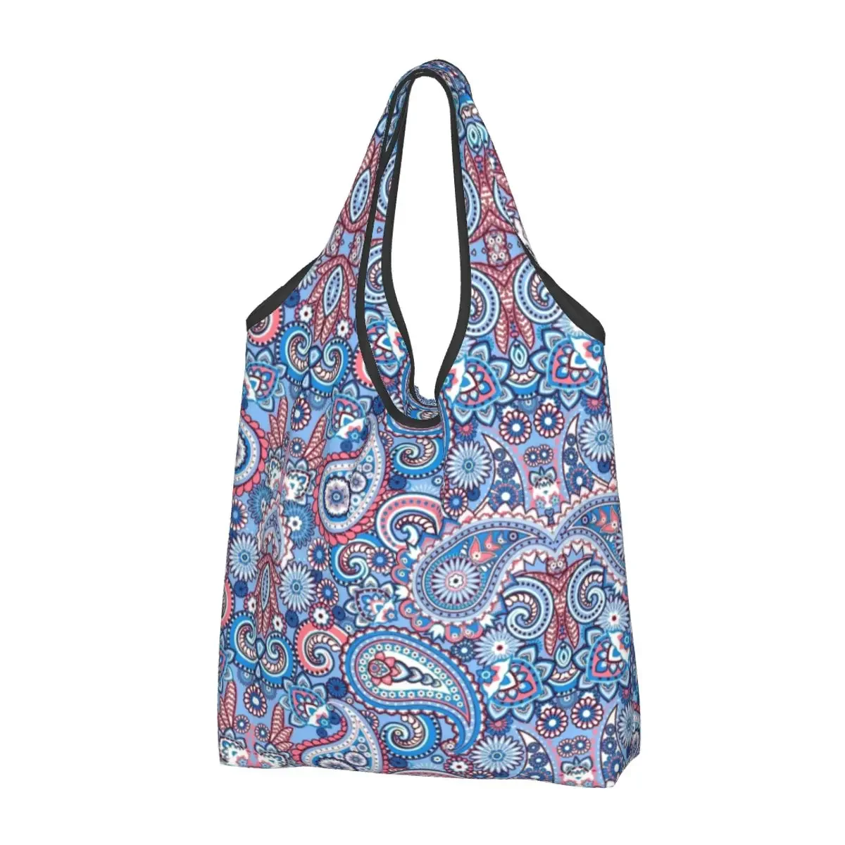 

Recycling Bohemian Style Bandanna Paisley Pattern Shopping Bag Women Tote Bag Portable Groceries Shopper Bags