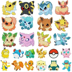 12 pezzi Pokémon Kit adesivi per pittura diamante per bambini Adesivo mosaico artistico diamante fai da te con numeri Kit Decorazioni artigianali Regali per principianti