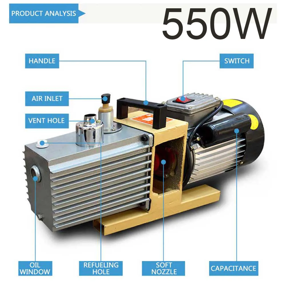 550W Rotary Vane Vacuum Pump 2XZ-4 Liter Double-stage Suction Pump Specialized For KO TBK LCD OCA Laminating Machine 1400r / min