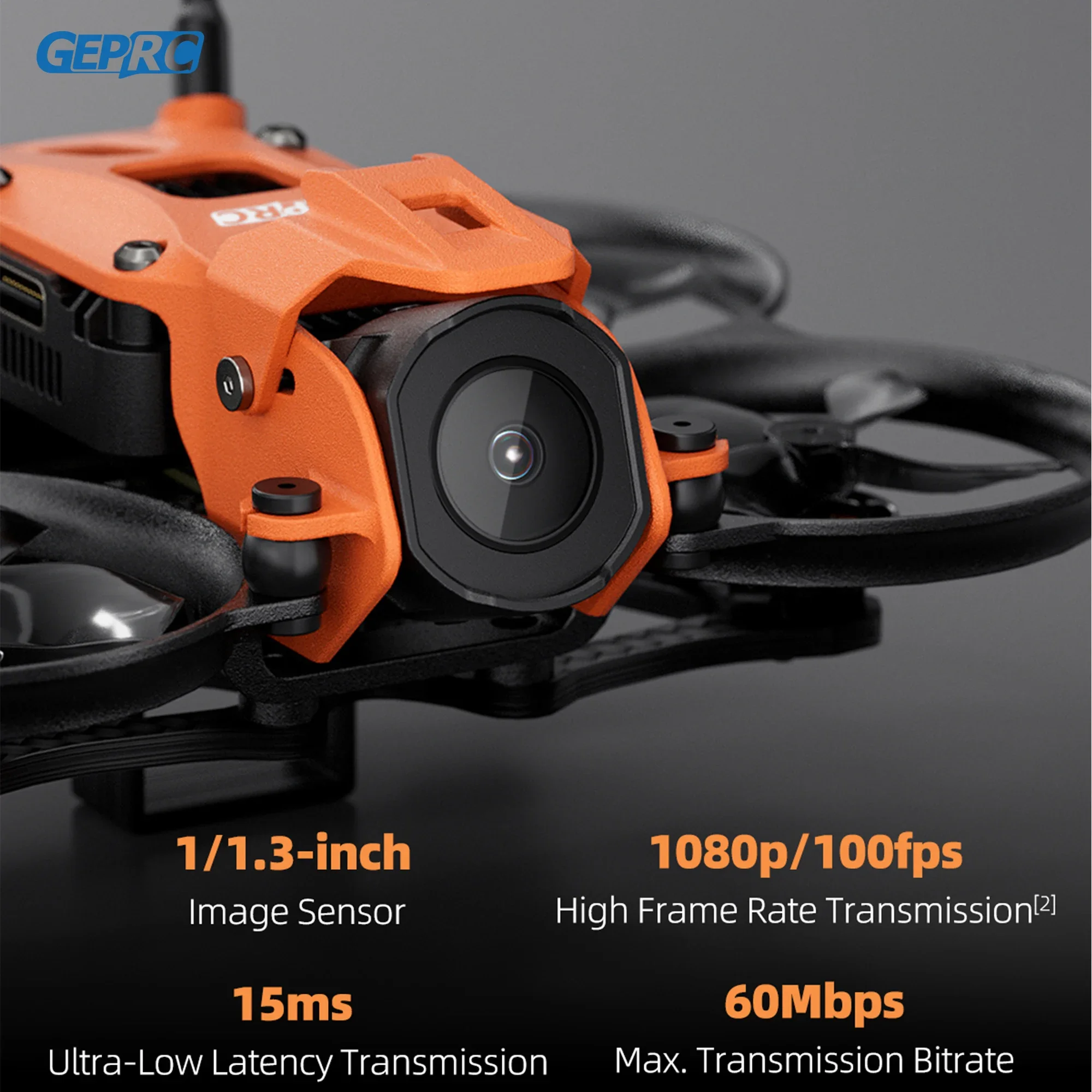 โดรน GEPRC DarkStar16 FPV Quadcopter O4 Air Unit PRO /WTFPV SPEEDX2 1003 14800KV 1.6 นิ้ว สีส้มเทา สำหรับการบินแบบฟรีสไตล์