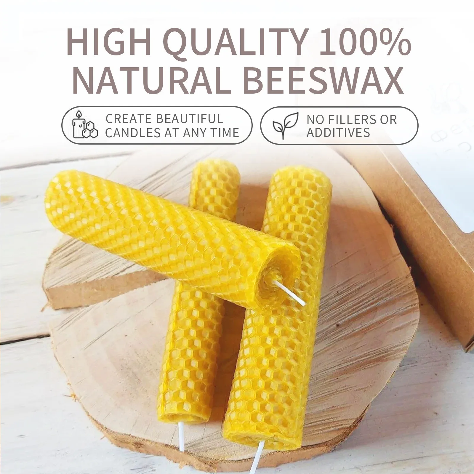 เทียนแท่งขี้ผึ้งลายรังผึ้งทำมื - Beeswax Taper Candle บทวิจารณ์และราคา
