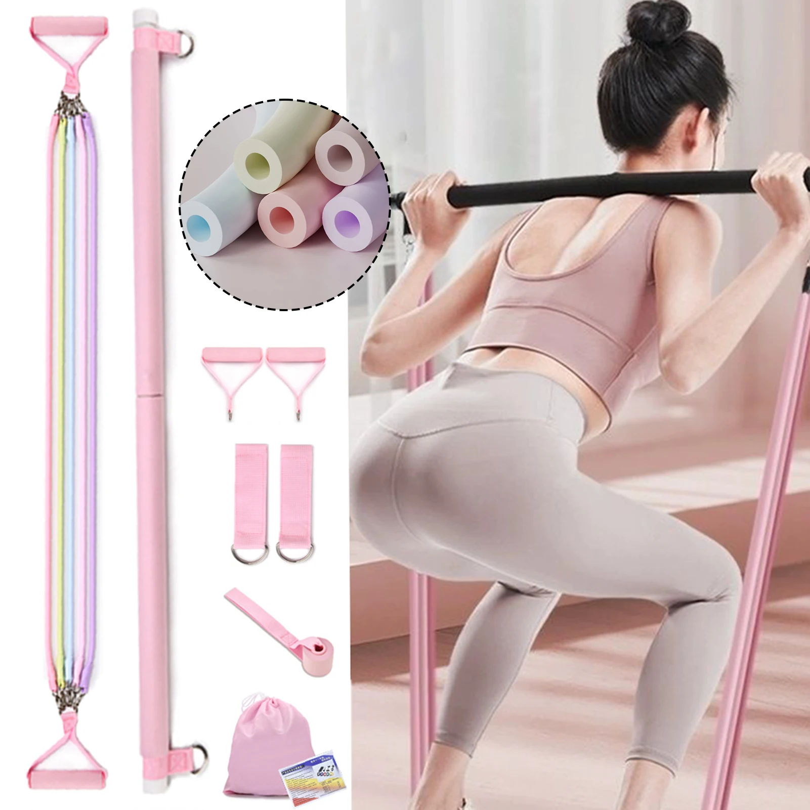 

Women Fitness Elastic Belt Portable Natural Toning Tube Comfort Grip Home Workout Equipment Band For Men Women Gym Indoor Outdoo