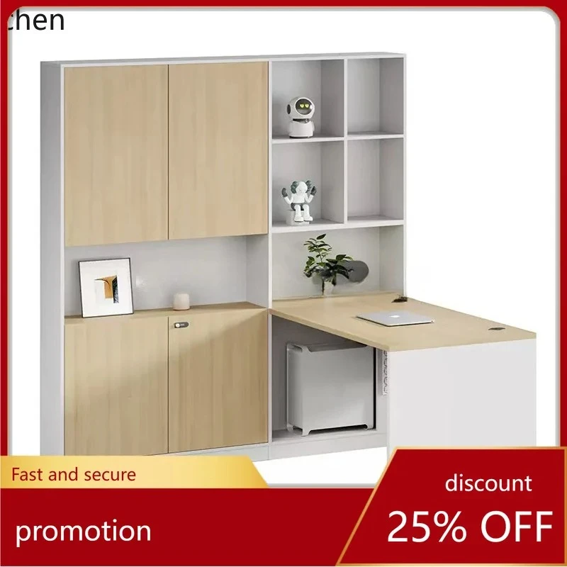 PYH Eco-friendly Board Financial Staff Desk and Chair Set Manager  with High Cabinet Storage Accounting Office Desk