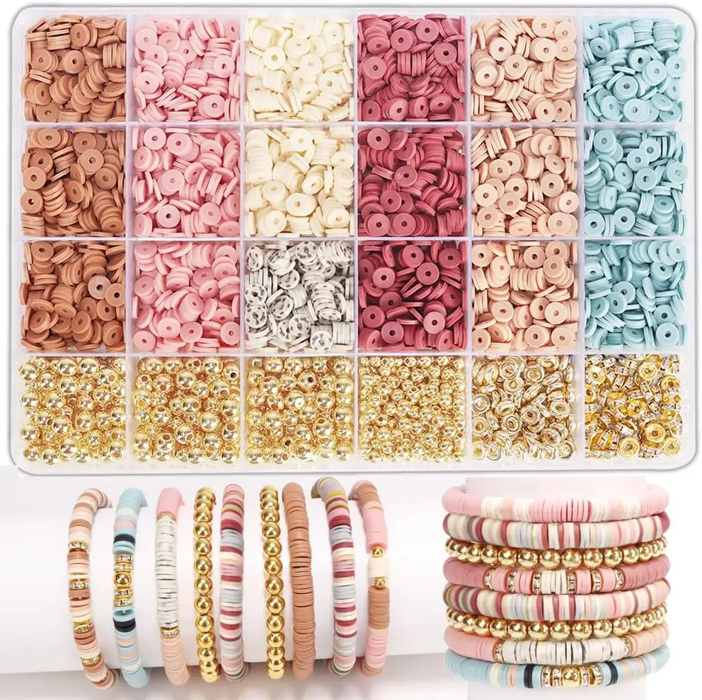 

Beads Bracelet Kit Friendship Bracelet Making Kit Golden Beads Clay Beads Kit for DIY Jewelry Making Birthday Gift