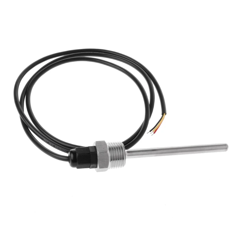 X37E DS18B20 Digital Temperature Sensor G1/2" Thread Probe DIA=7mm 3-core Wire SUS304