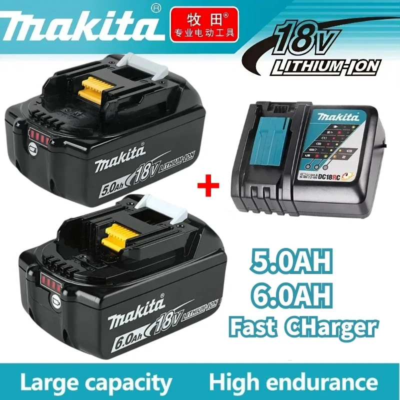 For makita 18v 5/6.0ah bettey,Rechargeable Lithium Ion,makita 18 v battery with charger,BL1860B BL1860BL1850 BL1830