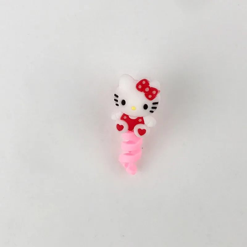 

100pcs Hello Kitty Accessories Cute Anime Data Cable Spiral Anti Break Protective Cover Desktop Toy Ornament Girl Gift Wholesale
