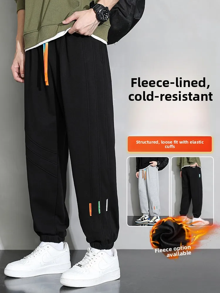 

Мужские повседневные утепленные спортивные брюки свободного кроя с эластичным поясом, дышащие, для осени и зимы...