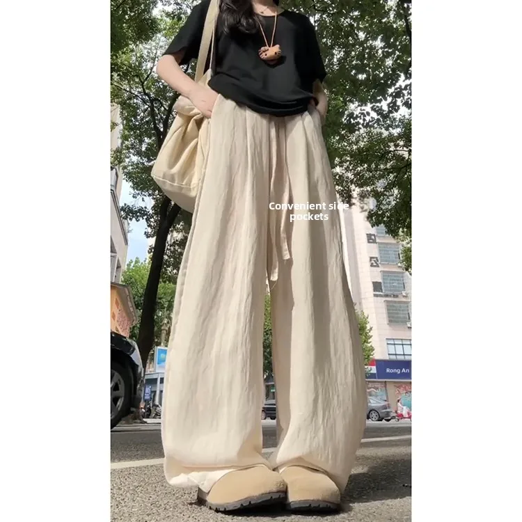 Pantaloni sportivi comodi in lino Pantaloni casual a gamba dritta a vita alta da donna Estate 2025 Nuovo Sle dimagrante Faionable