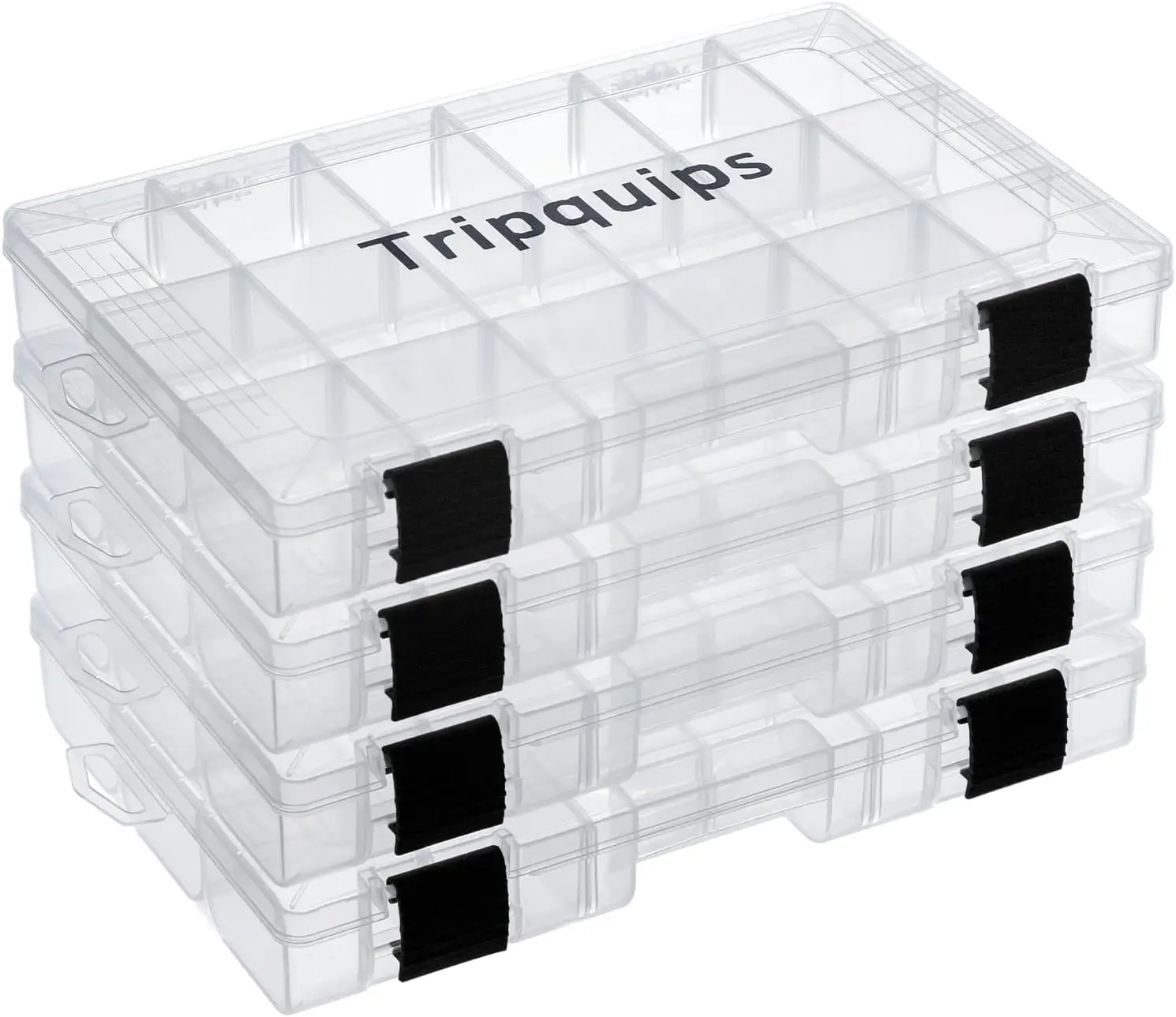 

Plastic Storage Organizer Box with Removable Dividers, 3600 Tackle Trays for Fishing Gear, 4 Pack