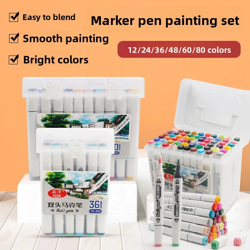 

12-80 Color Colored Marker Set, Watercolor Paint Markers, Manufacturer's Self-operated, Dual-tip Markers for Children's Painting
