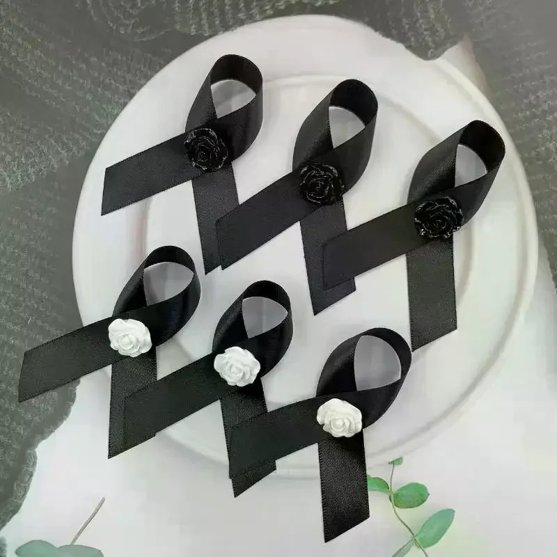 Black Ribbon Pin Badge Brooch Funerals Memorial Pin Ribbon Black Ribbon Badge Mourning Badge Funeral Pin Brooch Brooch