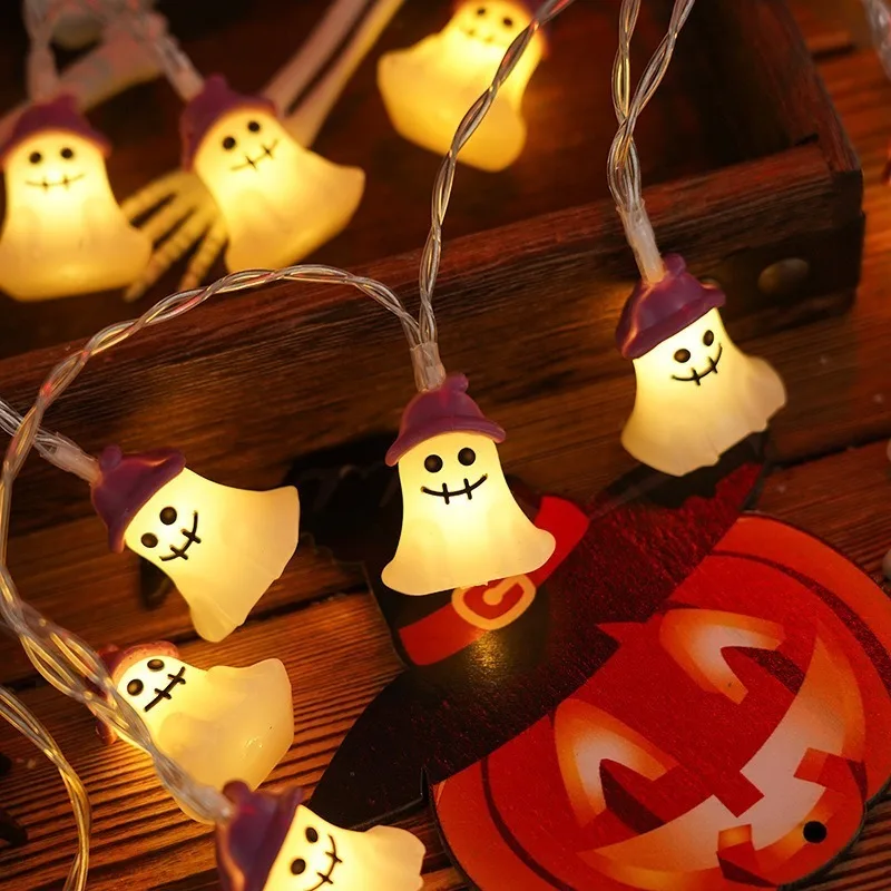 LED Halloween Pumpkin Lantern String Ghost Bat Skull Skull Lantern String alimentato a batteria per Horror Halloween Party Ball Lights