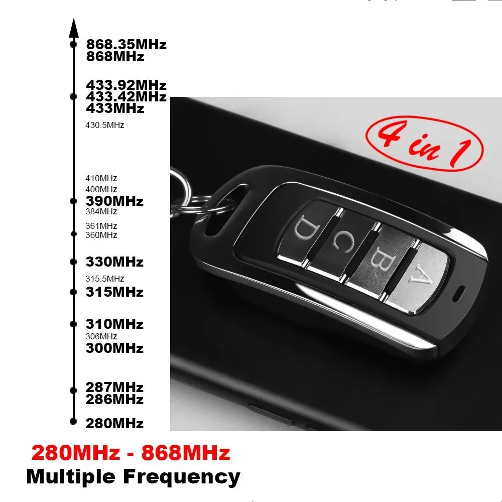 Multi Frequency Duplicator 280-868MHz Remote Control for Garage Door Gate | Fixed & Rolling Code | 433MHz Handheld Transmitter
