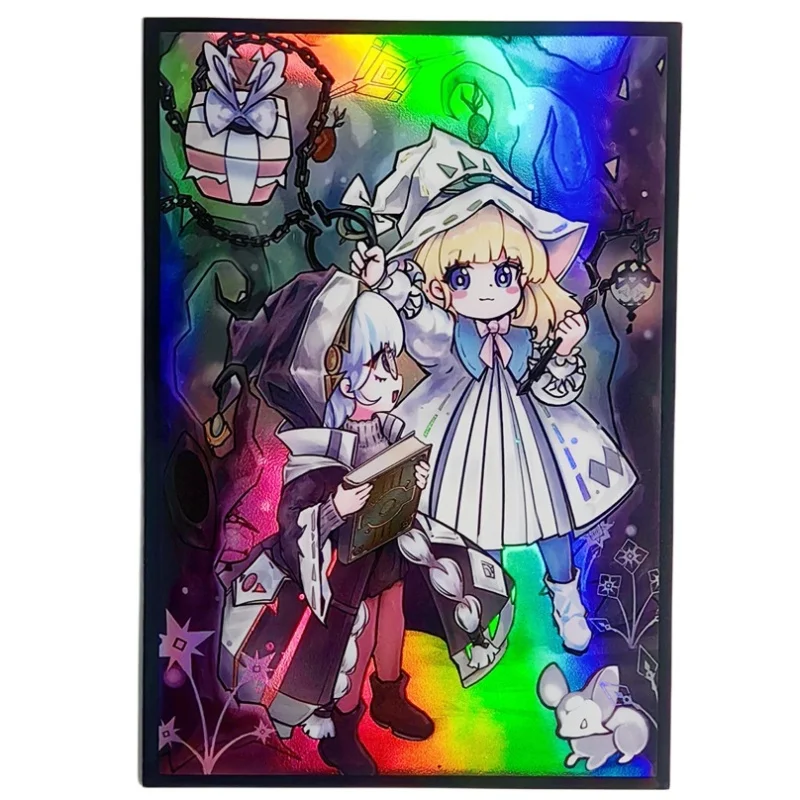 50Pcs/Set Yu Gi Oh Cards Sleeve White Woods Risette Asteria Anime Game Laser Version Colorful Card DIY Toy Gift Protective Cover