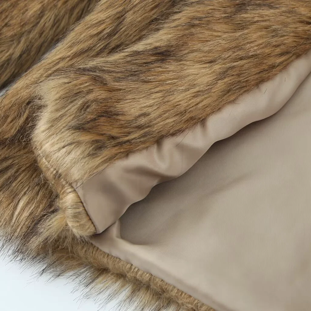 Faionable manteau de fourrure Jaet femme automne nouveau Sle Design polyvalent ort vêtements d'extérieur fibre de Polyester longue Sve coupe régulière