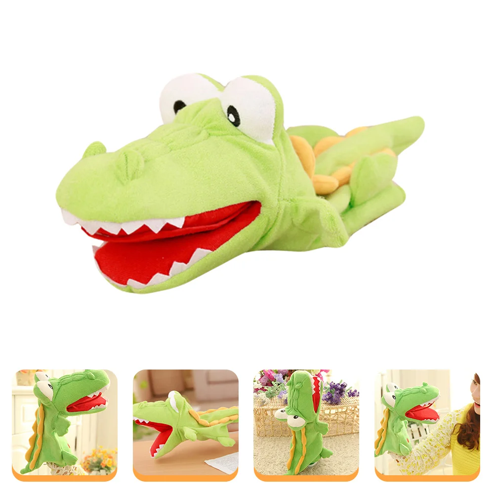 Marioneta de mano de cocodrilo suave para niños y adultos, juego de rol interactivo para contar historias, teatro de enseñanza, marioneta de animales, 1 ud.