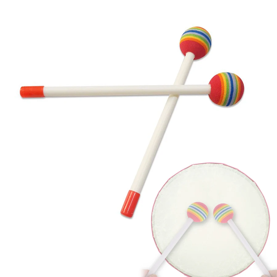 

2 pieces Rainbow Foam Head Drum Mallets Music Education Drumstick for Snare / Bass / Toys Drum / Xylophone,