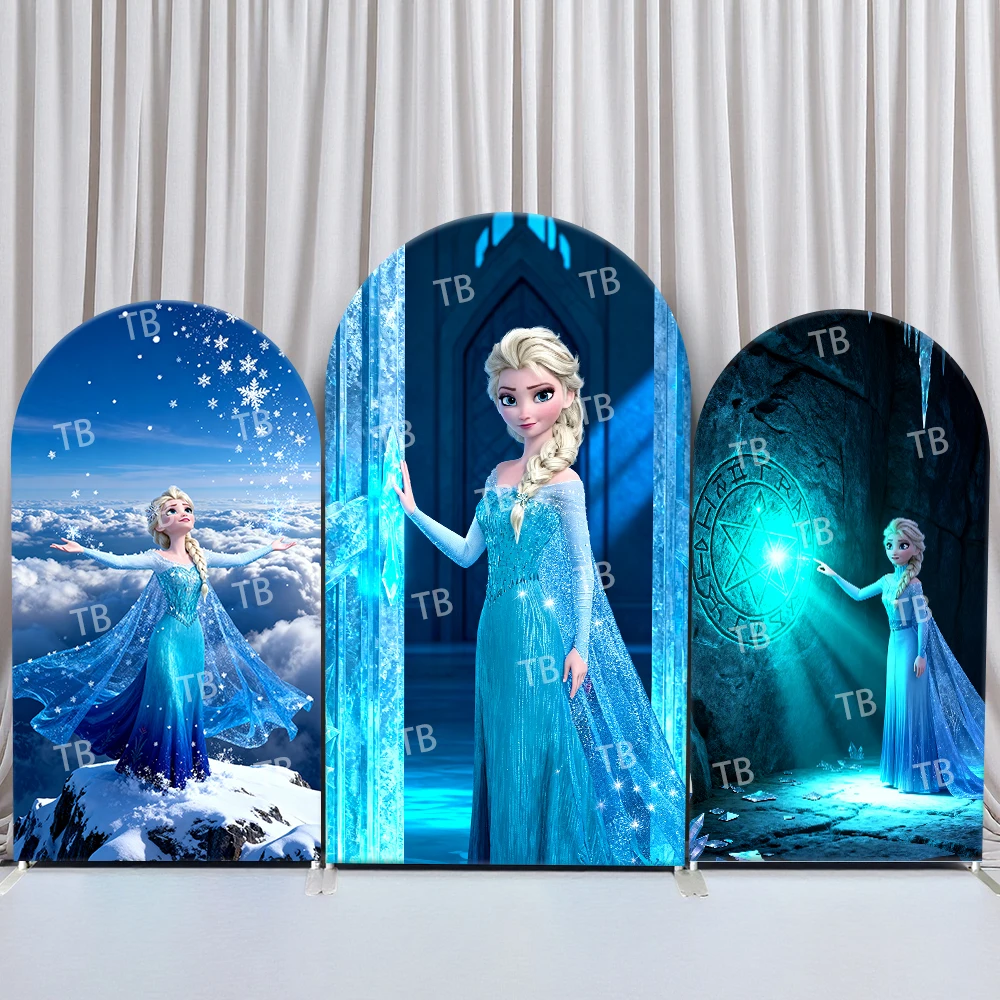 

Disney Frozen Arch Backdrop Cover Elsa Ice Magic Cloud Mountain Portal Spell Circle for Birthday,Baby Shower Party Photo Booth