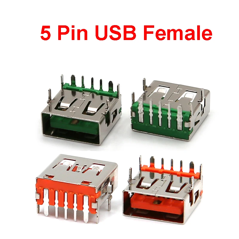 

10PCS 5 Pin USB Type A Connector Port Female Solder Jacks Connector PCB Socket USB-A type 5A High Current Power Jack