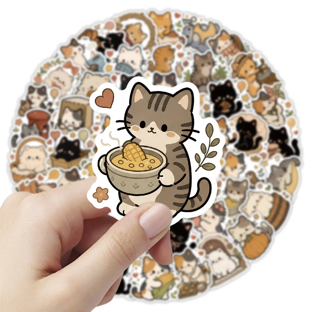 50 Stück Niedliche Retro-Katzen Alltags-Graffiti-Aufkleber Kawaii Katzen-Cartoon-Sticker DIY Gepäck Handy Gitarre Scrapbook Klassisches Kinderspielzeug
