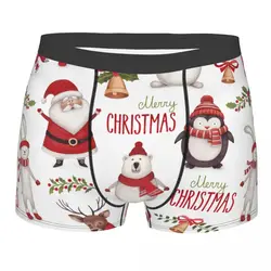 Novelty Boxer Shorts Panties Briefs Men Cute Santa Claus Christmas Winter Underwear Breathable Underpants for Homme Plus Size